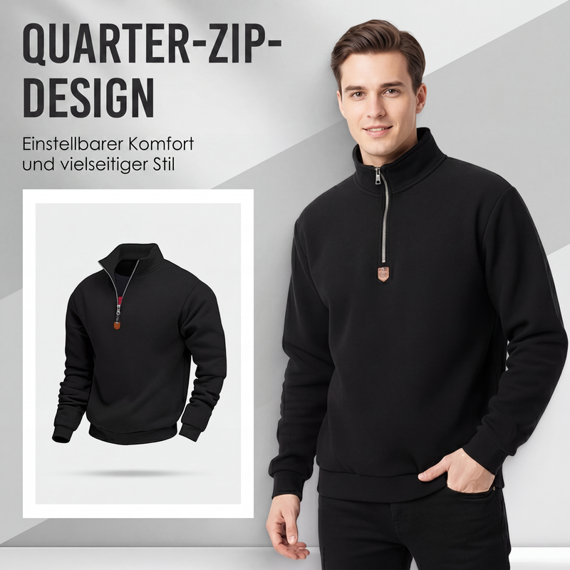 Herren-Pullover mit Stehkragen und Viertelreißverschluss