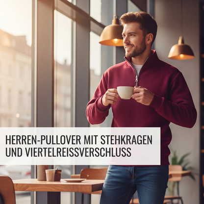 Herren-Pullover mit Stehkragen und Viertelreißverschluss