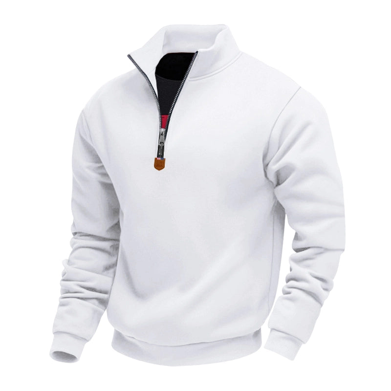 Herren-Pullover mit Stehkragen und Viertelreißverschluss