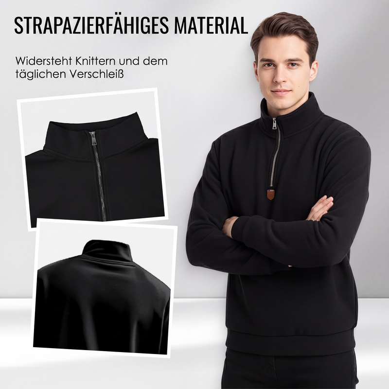 Herren-Pullover mit Stehkragen und Viertelreißverschluss