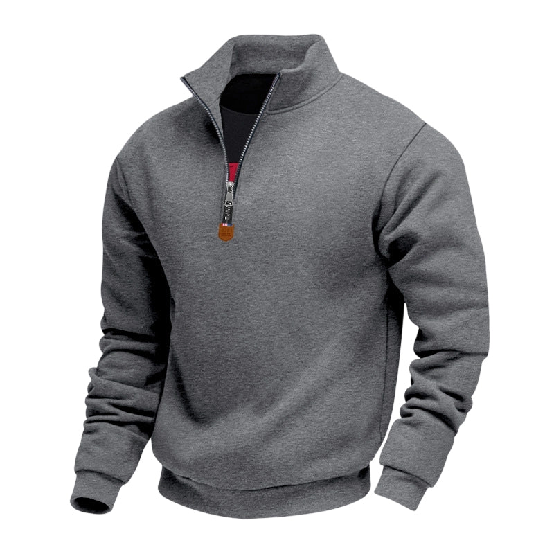 Herren-Pullover mit Stehkragen und Viertelreißverschluss