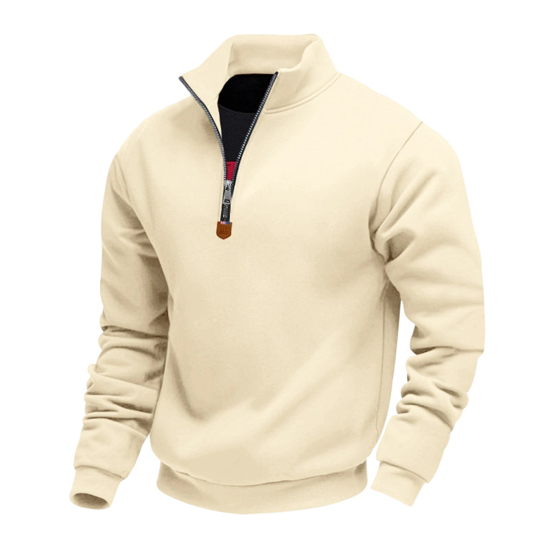 Herren-Pullover mit Stehkragen und Viertelreißverschluss