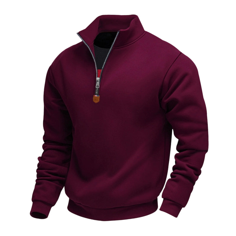 Herren-Pullover mit Stehkragen und Viertelreißverschluss