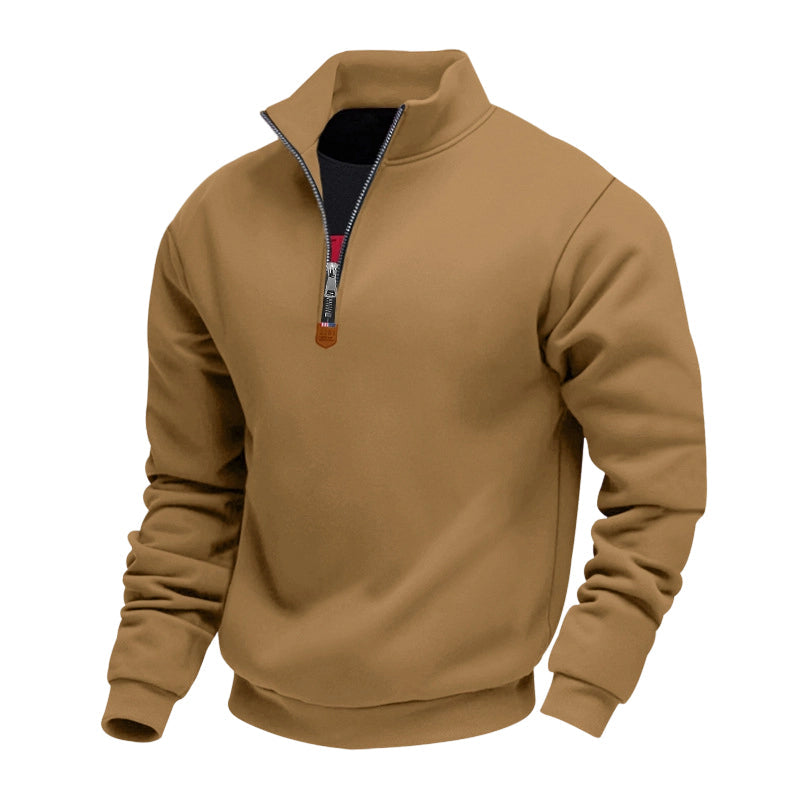 Herren-Pullover mit Stehkragen und Viertelreißverschluss