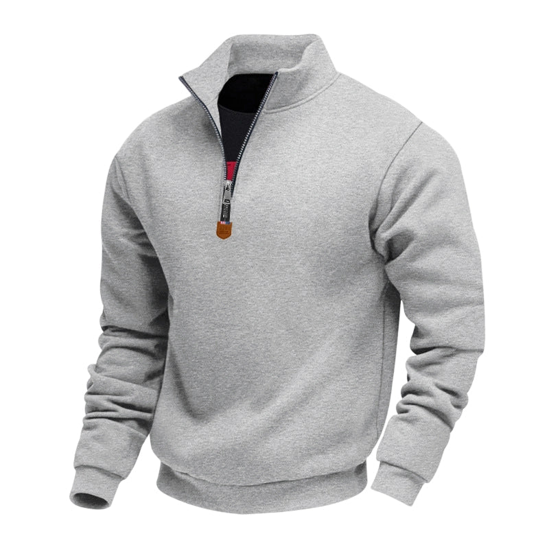 Herren-Pullover mit Stehkragen und Viertelreißverschluss