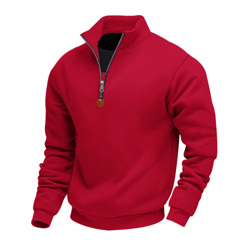 Herren-Pullover mit Stehkragen und Viertelreißverschluss