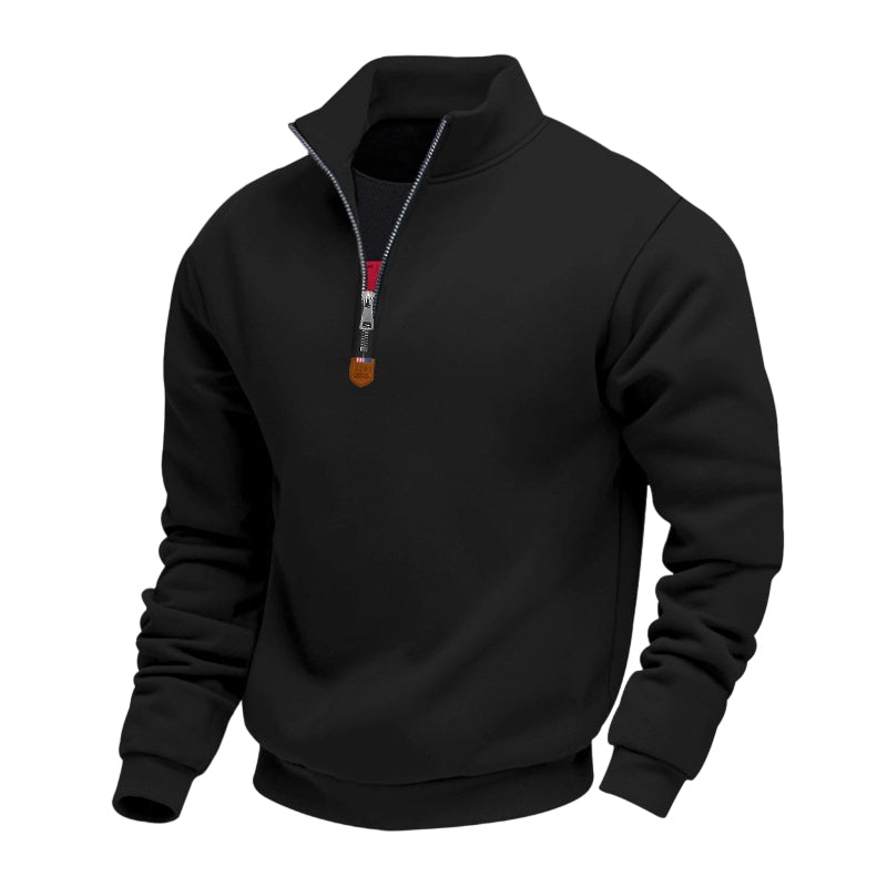 Herren-Pullover mit Stehkragen und Viertelreißverschluss