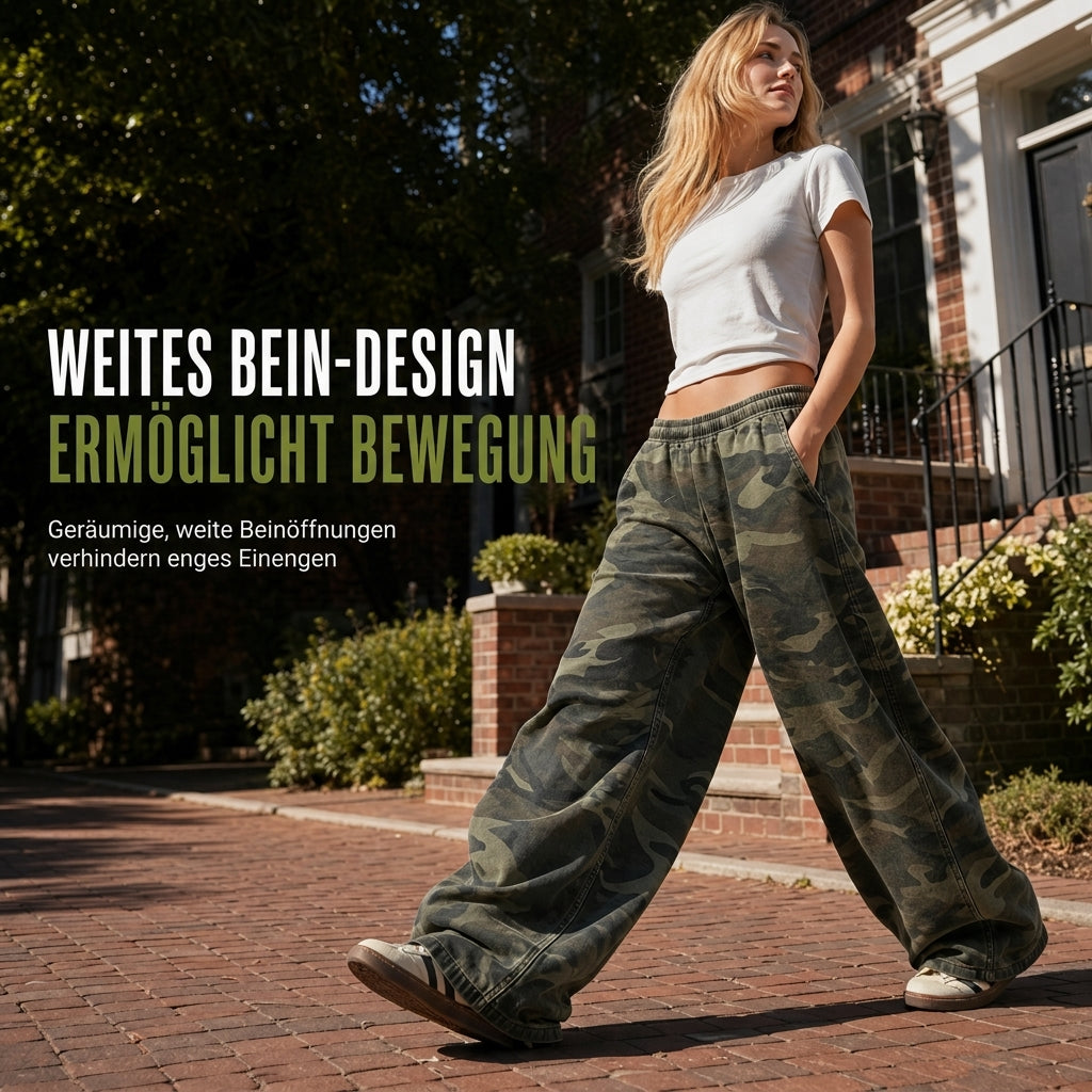 Weite Vintage-Sweathose für Damen, gewaschenes Material