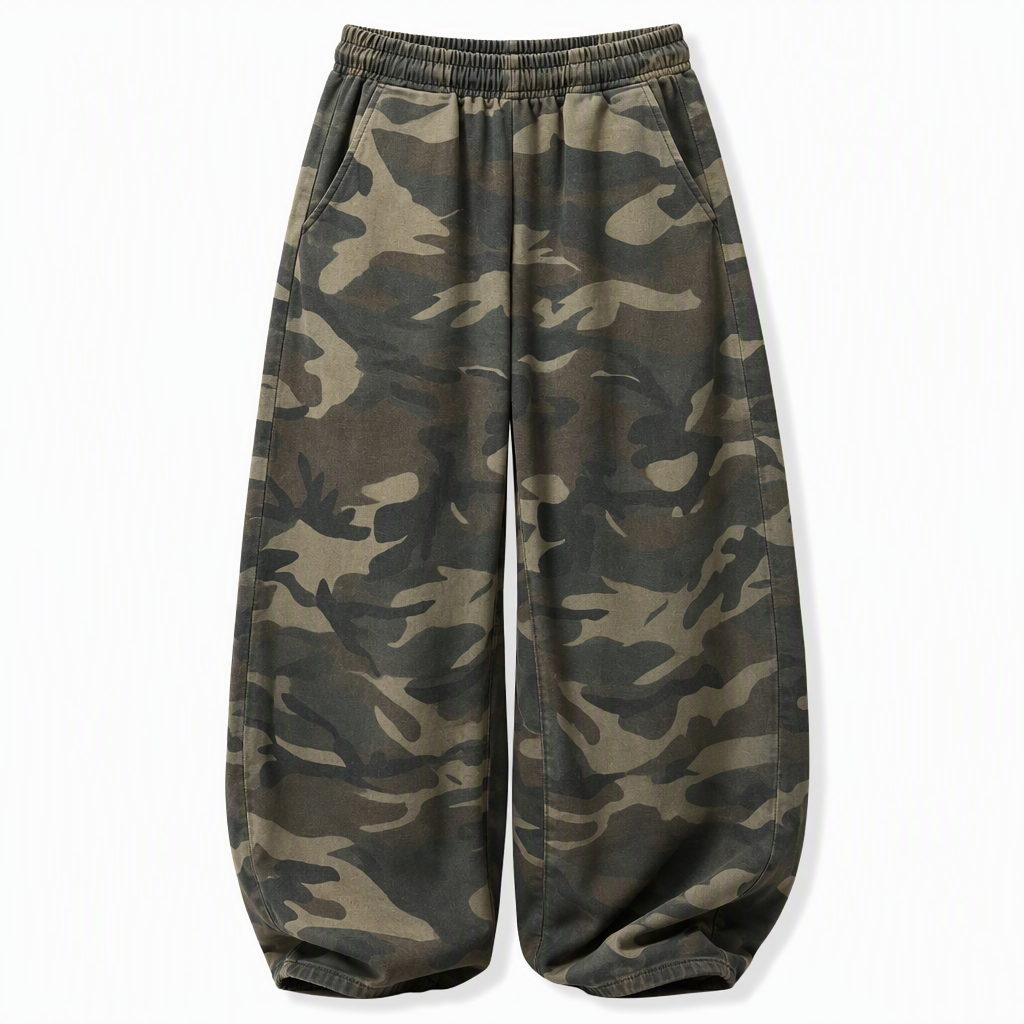 Weite Vintage-Sweathose für Damen, gewaschenes Material