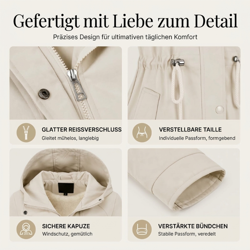 📢🎉50%Rabatt!!!🛍️✨Lässige, warme mittelange Damen-Kapuzenjacke