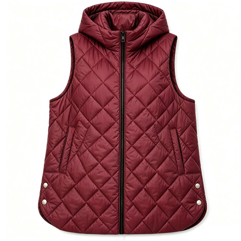 📢🎉50%Rabatt!!!🛍️✨Gepolsterte ärmellose Kapuzenjacke für Damen, mittlere Länge, Freizeitstil