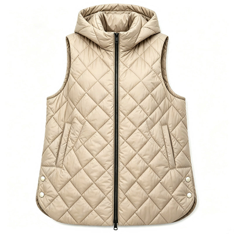 📢🎉50%Rabatt!!!🛍️✨Gepolsterte ärmellose Kapuzenjacke für Damen, mittlere Länge, Freizeitstil