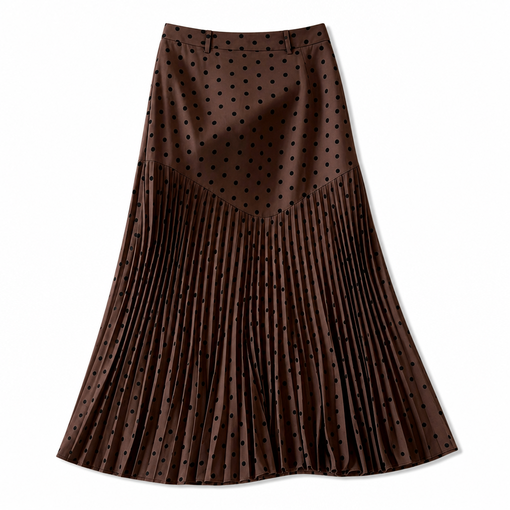 📢🎉50%Rabatt!!!🛍️✨Plissierter Rock mit Tupfenmuster und hohem Bund für Damen