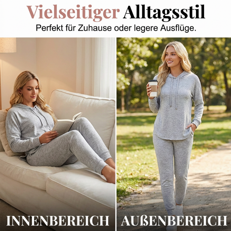 🔥Beliebtes Produkt ！✨Zweiteiliger, legere Trainingsanzug aus einfarbigem Stoff für Damen
