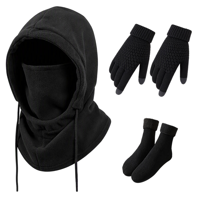 🧤 Warm & praktisch – Balaclava-Set mit Handschuhen & Socken – Bequemer Sitz, weicher Stoff & vielseitig kombinierbar