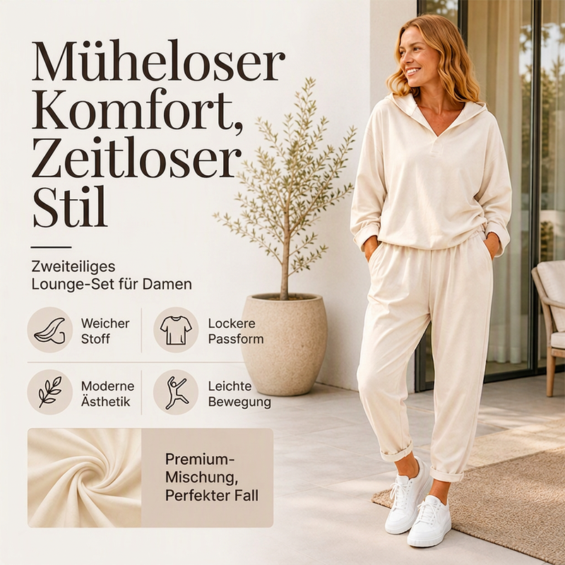 🧶 Damen-Set aus Kapuzen-Sweatshirt und Loungebhose – Bequem, lässig & immer passend – Jetzt 50% Rabatt!