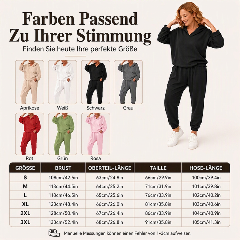 🧶 Damen-Set aus Kapuzen-Sweatshirt und Loungebhose – Bequem, lässig & immer passend – Jetzt 50% Rabatt!