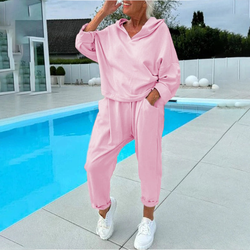 🧶 Damen-Set aus Kapuzen-Sweatshirt und Loungebhose – Bequem, lässig & immer passend – Jetzt 50% Rabatt!