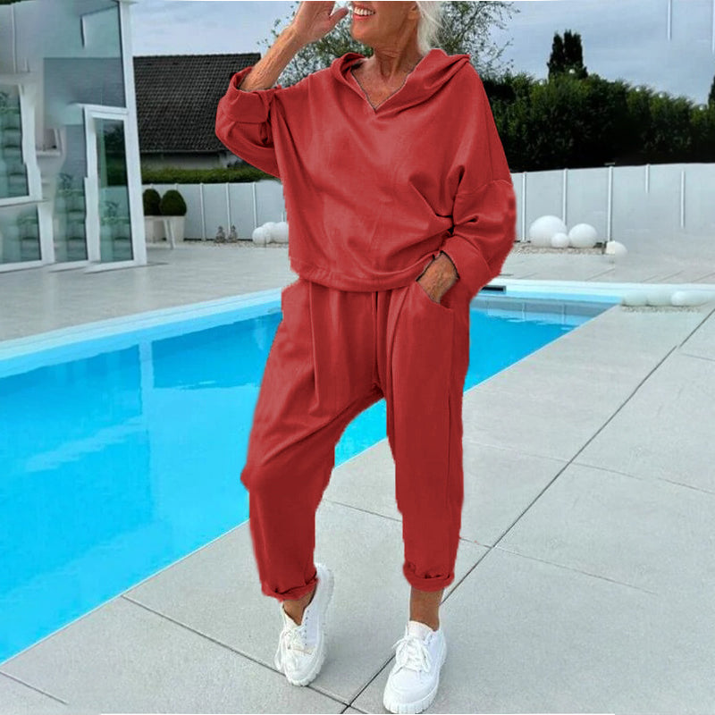 🧶 Damen-Set aus Kapuzen-Sweatshirt und Loungebhose – Bequem, lässig & immer passend – Jetzt 50% Rabatt!