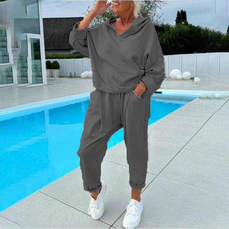 🧶 Damen-Set aus Kapuzen-Sweatshirt und Loungebhose – Bequem, lässig & immer passend – Jetzt 50% Rabatt!