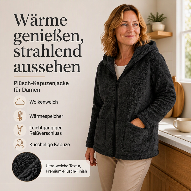 💎✨ Bestseller – Lässige Plüsch-Kapuzenjacke für Damen