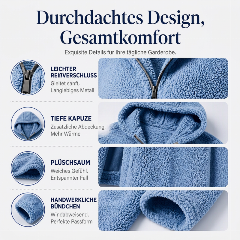 💎✨ Bestseller – Lässige Plüsch-Kapuzenjacke für Damen