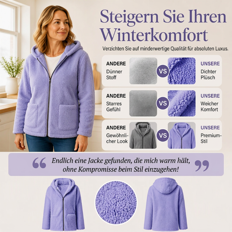 💎✨ Bestseller – Lässige Plüsch-Kapuzenjacke für Damen