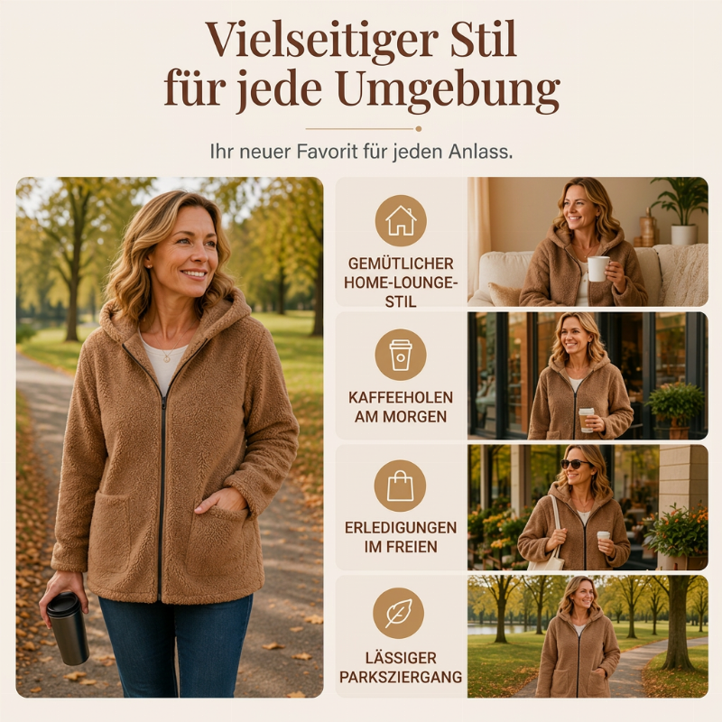 💎✨ Bestseller – Lässige Plüsch-Kapuzenjacke für Damen