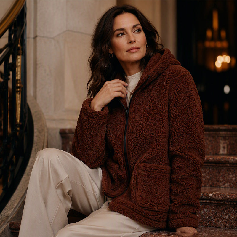 💎✨ Bestseller – Lässige Plüsch-Kapuzenjacke für Damen