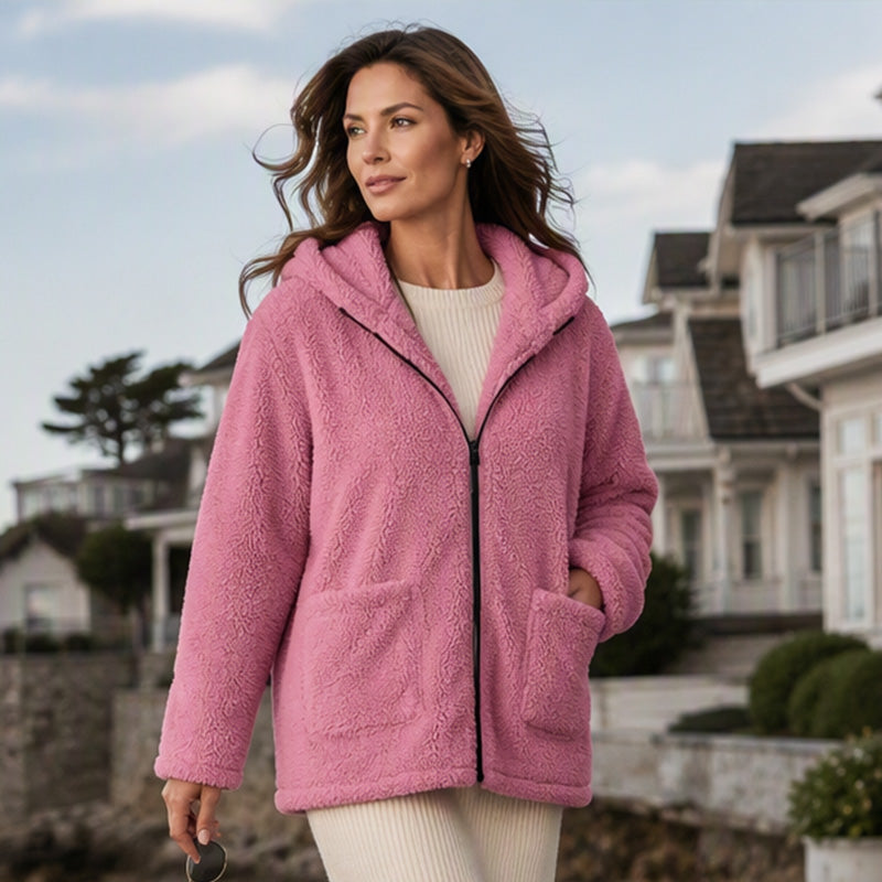 💎✨ Bestseller – Lässige Plüsch-Kapuzenjacke für Damen