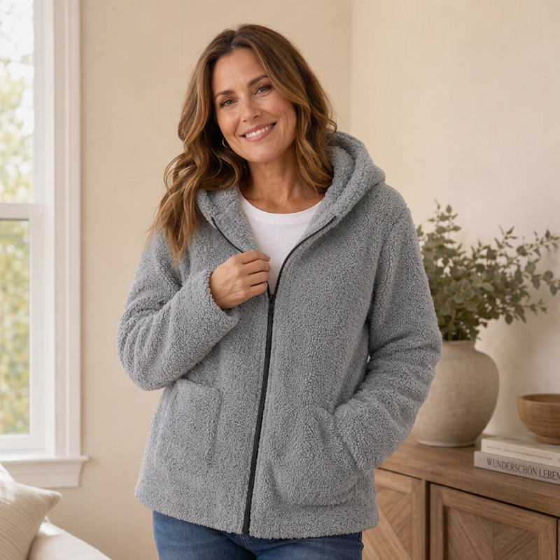💎✨ Bestseller – Lässige Plüsch-Kapuzenjacke für Damen