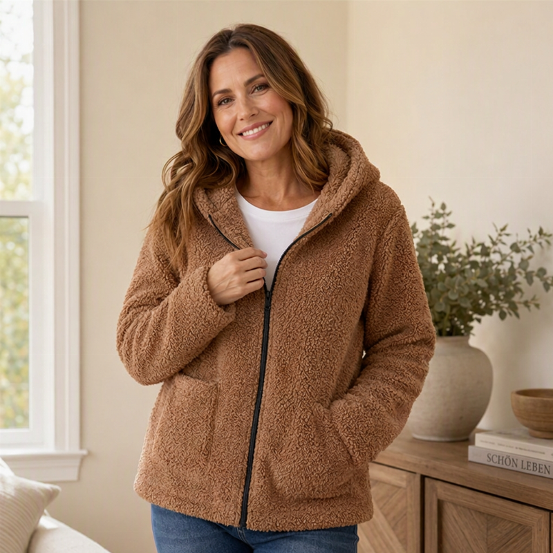 💎✨ Bestseller – Lässige Plüsch-Kapuzenjacke für Damen
