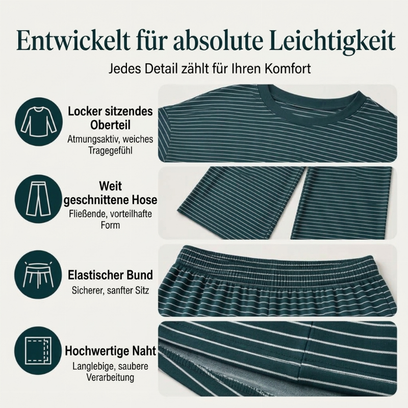 Gestreifter Pullover und Weithosen für Damen, 2-teiliges Set