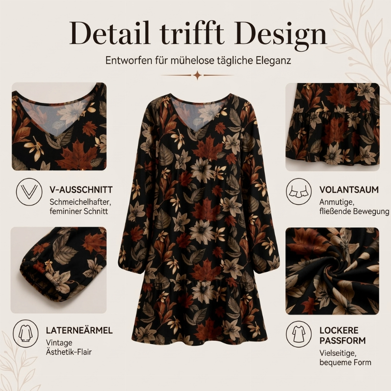 🔥Beliebtes Produkt ！✨Elegantes Kleid für Damen mit Ahornblatt-Print