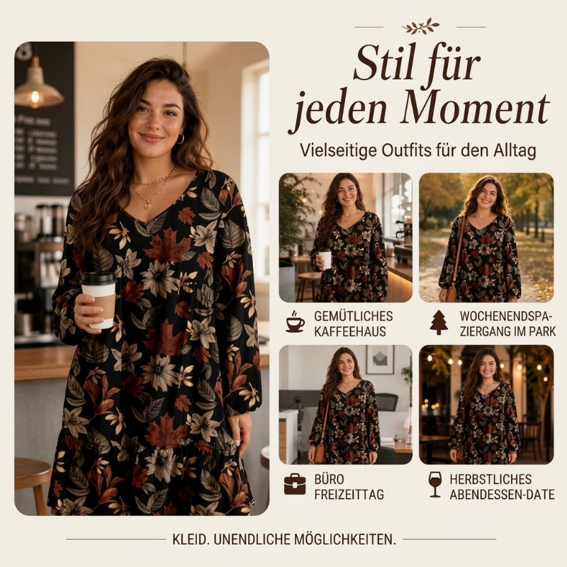 🔥Beliebtes Produkt ！✨Elegantes Kleid für Damen mit Ahornblatt-Print