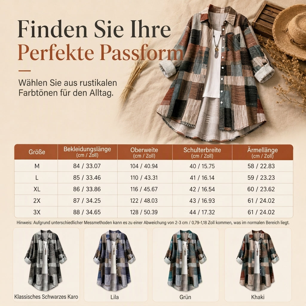 💎👕 Bestseller – Lässiges Karohemd mit Patchwork – bequem und knitterfest
