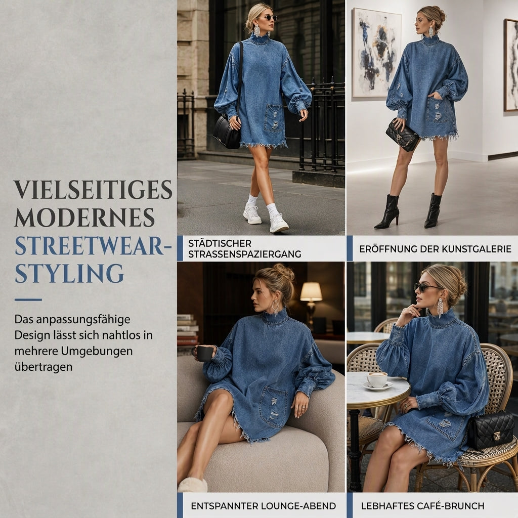 💎⭐ Top-bewertet – Oversized Denim-Mini-Kleid – bequem und stylisch
