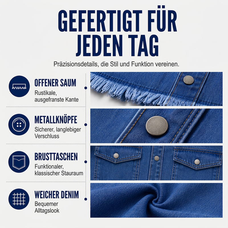 🧵 Jeansjacke mit ausgefranstem Saum für Damen – Lässig, bequem & immer passend