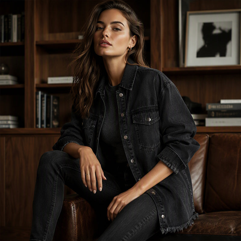🧵 Jeansjacke mit ausgefranstem Saum für Damen – Lässig, bequem & immer passend