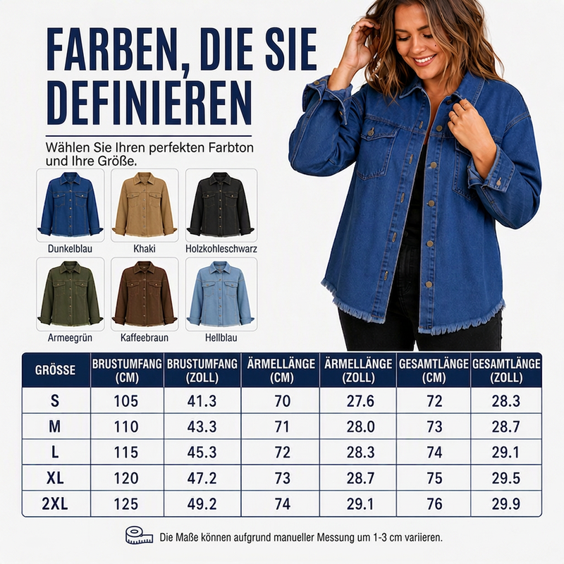 🧵 Jeansjacke mit ausgefranstem Saum für Damen – Lässig, bequem & immer passend