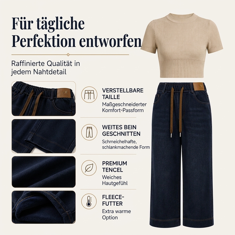 🎈 Lässige Weite-Jeans mit Kordelzug für Damen – Bequem, modern & immer passend