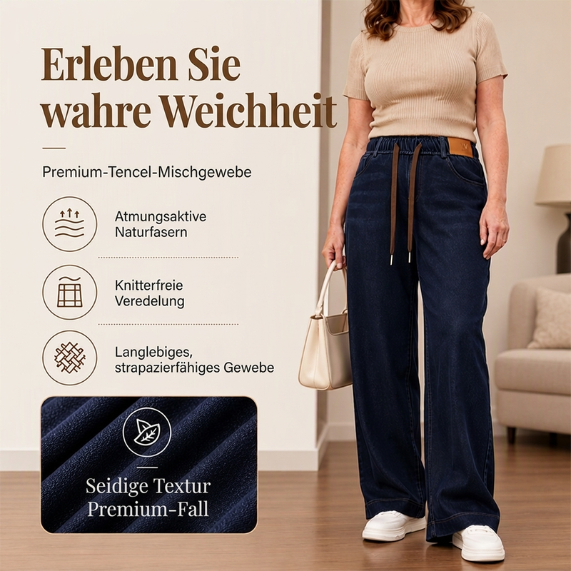 🎈 Lässige Weite-Jeans mit Kordelzug für Damen – Bequem, modern & immer passend