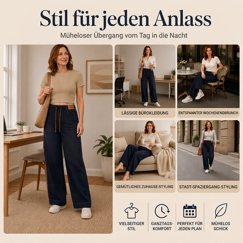🎈 Lässige Weite-Jeans mit Kordelzug für Damen – Bequem, modern & immer passend
