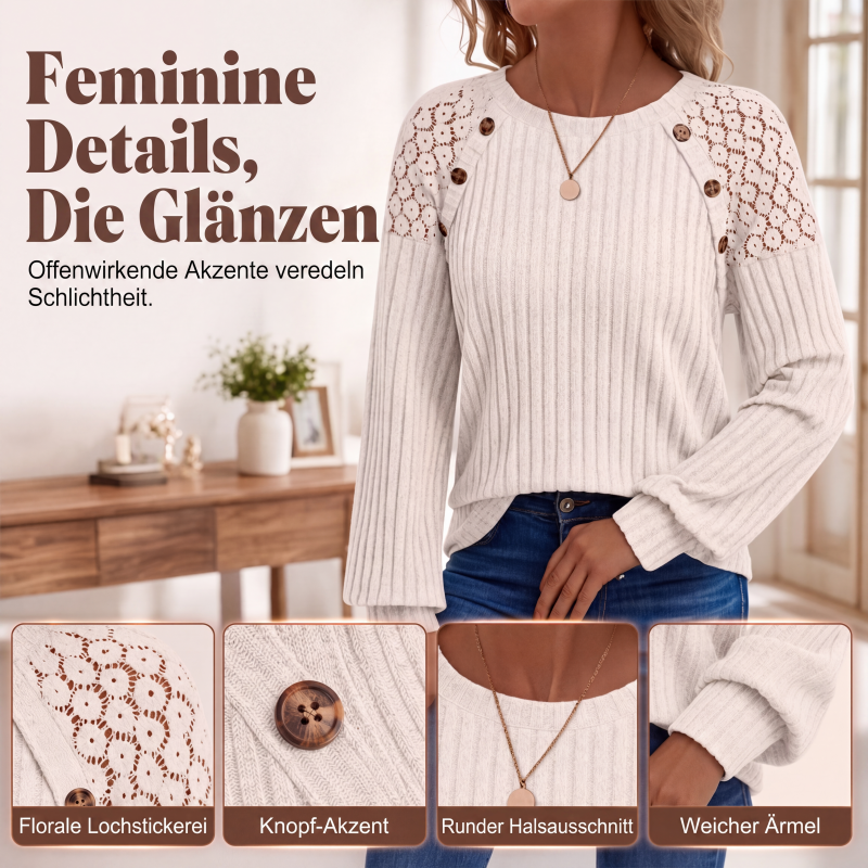 Legeres geripptes Langarmshirt für Damen
