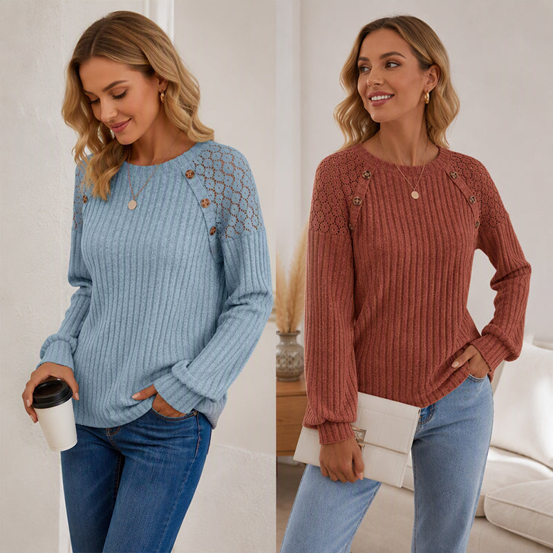 Legeres geripptes Langarmshirt für Damen