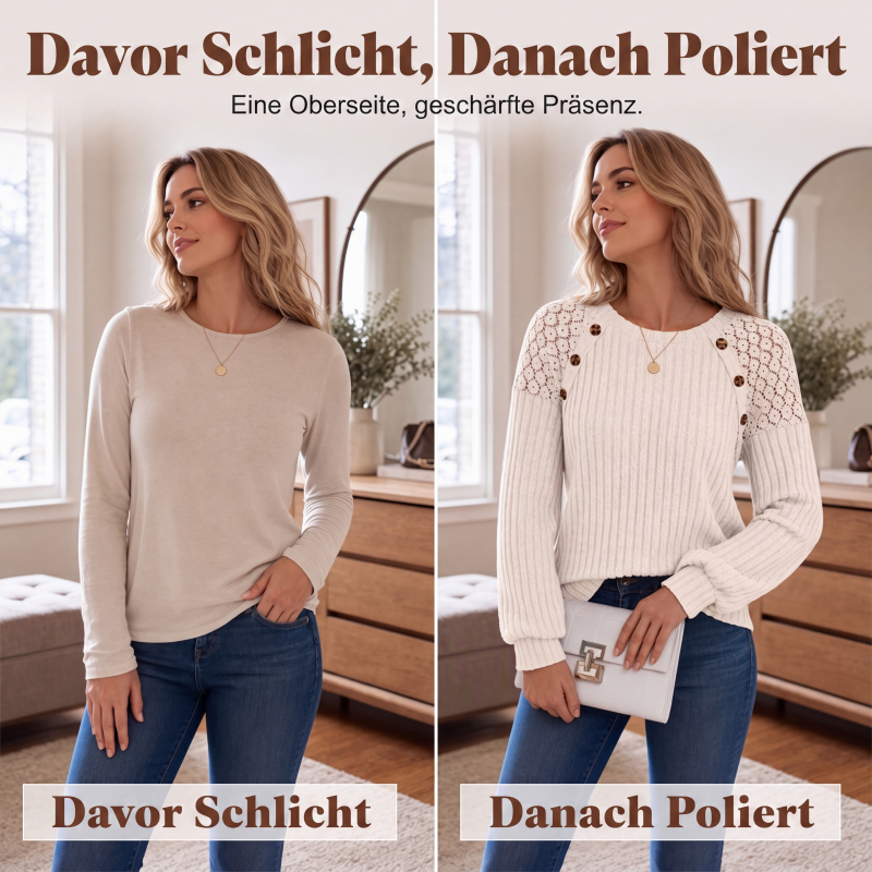 Legeres geripptes Langarmshirt für Damen