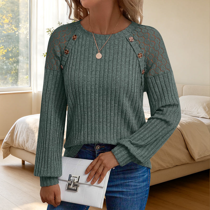 Legeres geripptes Langarmshirt für Damen