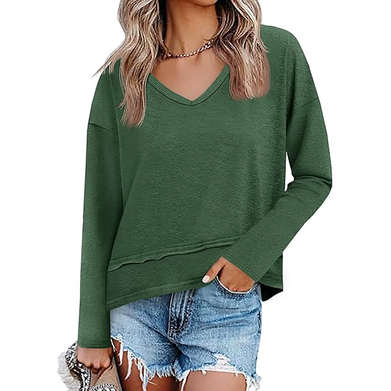 🌿 Lässig & feminin – Lockeres Langarmshirt mit V-Ausschnitt – Weicher Stoff, moderner Schnitt & vielseitig kombinierbar