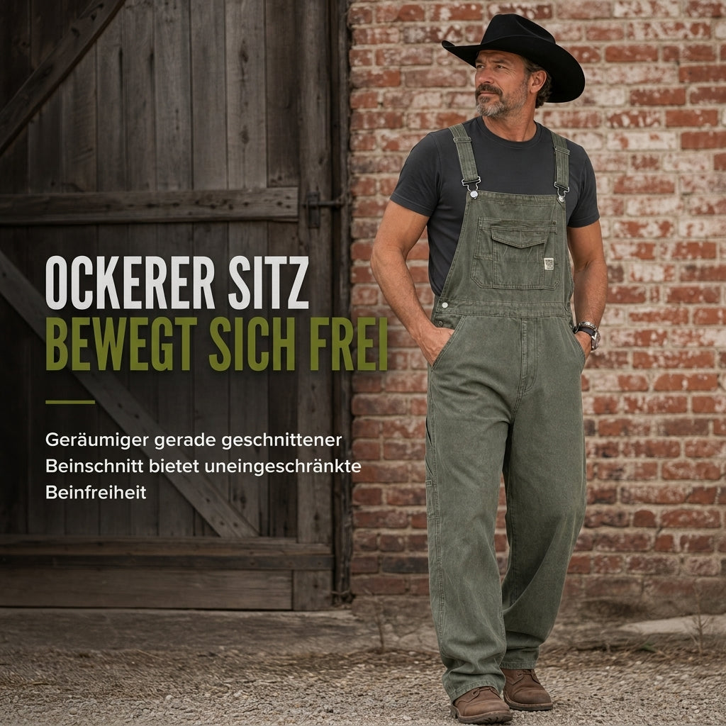 📢🎉50%Rabatt!!!🛍️✨Schwere Baumwolloveralls für Herren, Relaxed Fit, gerades Bein, Utility-Latzhosen mit mehreren Taschen