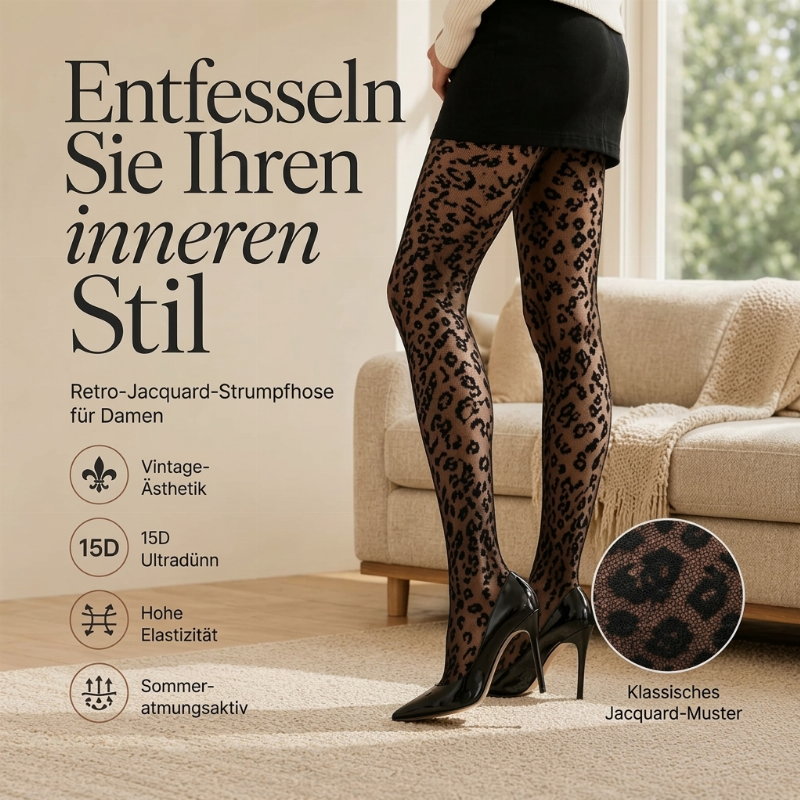 💞Sexy Damenstrumpfhose mit Leopardenmuster-Jaquard – Figurschmeichelnd, bequem & immer passend